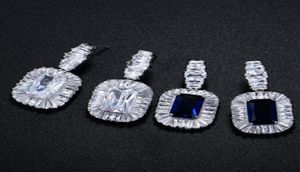 Choucong helt nya lyxsmycken 925 Sterling Silver Blue Sapphire CZ Diamond Gemastones Party Women Wedding Stud Earring för LOV7271575