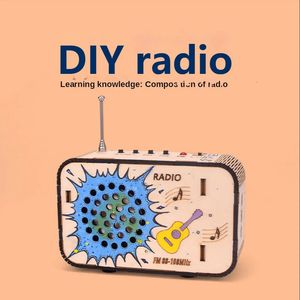 Diy modelo de rádio ciência e tecnologia invenção artesanal selfmade montagem materiais brinquedos artesanais brinquedo física 240102