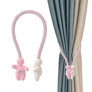 Curtain Curtains Tiebacks Clips Magnetic With Mini-figure Design Strong Tie Bands Modern Rope For Drapes Window