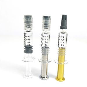 Seringa de vidro com cabeça luer lock, 1ml, com marca de medição, êmbolo giratório de metal, injetor de 1cc para cartuchos de vaporizador, ferramentas de enchimento