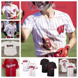 Baseball-Trikot Wisconsin Badgers College Herren Damen Jugend Kinder Alle Nähte Nate Reuvers Tyler Wahl Ben Carlson Jonathan Davis Lorne Bowman II Steven Crowl