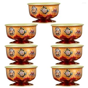 Kieliszki do wina 7 szt. Vintage Decor Home Water Bowl Oferuje filiżankę uwielbienia Zasilanie pojemnika stołowego Buddyzm świątynia ołtarza stopowa