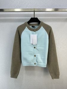 23 Autumn/winter New Knitted Cardigan Classic Contrast Raglan Sleeves