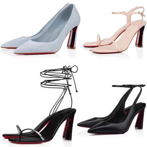 Lady dress pump sandals Condora Strap 100/85mm Strappy pumps pointed toe and block heeled luxury designer high heels black white calf leather paris woman