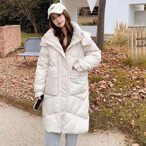 Women's Trench Coats Winter Over The Knee Long Cotton-padded Bread Jacket With Thick Down Padded