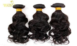 Mongolisk vattenvåg Virgin Hårförlängningar 3 st mycket obearbetade jungfru Mongoliska naturliga våg Remy Human Hair Weaves Wavy Bundle3513033