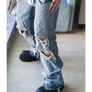 Basic & Casual Dresses Ce23 Autumn Winter Distressed Jeans, Cowherd King, Fashionable Versatile, Personalized Handsome Wide Leg Unisex Style