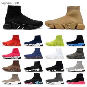 Hastigheter 1.0 2.0 Shoe Platform Sneaker Men Kvinnor Designer Tripler Paris Socks Stövlar Black White Blue Light Sliver Brown Ruby Graffiti Vintage Beige Pink Trainers