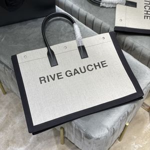 Luxuriöse Rive Gauche-Einkaufstasche für Damen, Handtasche, Umhängetasche, Einkaufstasche, Designer-Einkaufstasche für Damen, Leinen, große Strandtaschen, Reise-Umhängetasche, Shopper, Handtasche, DHgate-Taschen