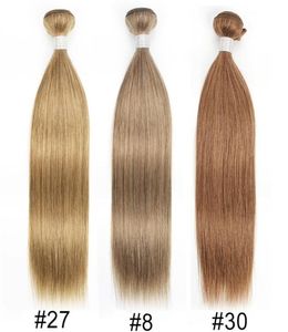 PRECOLORED HÅR EXTENSION Color8 Ash Brown Color27 Honey Blonde Color30 Medium Auburn Straight Body Wave Brasilian Human Hair Wea1022933