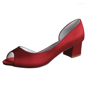 Sukienka buty Wedopus d'Orsay kwadratowe pięta Kobiety imprezowe pompki Peep Toe Burgundy 5 cm