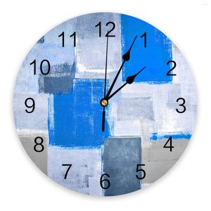 Orologi da parete Pittura a olio Geometria astratta Blu Grande orologio da pranzo Ristorante Decorazione del caffè Decorazione domestica silenziosa rotonda