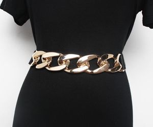 Cintos Europeus Moda Metal Chain Link Cintura para Mulheres Outono Feminino Casaco Camisa Vestido Elastic Stretch Strap Slim Corset Cinturão2017253