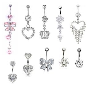 10pcs dangle belly button rings kitファッショナブルなステンレス鋼へのネーベルバーベル