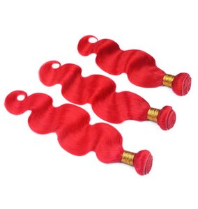 Capelli brasiliani 3 bundles rosso brillante tesse estensioni onda del corpo capelli umani di colore rosso offerte bundle corpo ondulato doppie trame 16131433