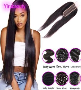 Malaysian Virgin Hair Lace Closure 2X6 Closures Middle Part Kinky Curly Straight Human Hair Deep Curly Body Wave 1024inch1720065