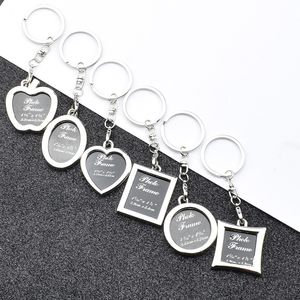 6 Modeller Foto Frame Nyckelringslegering Locket Lover Bild Key Chain Key Rings Heart Pendants For Women Men årsdag Present DE150