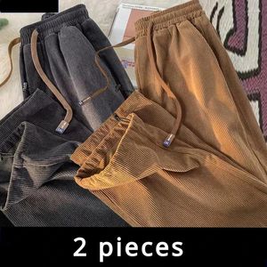 Men's Pants Autumn And Winter Corduroy Drawstring Leg Track Loose Wide Straight Casual Trousers Ins