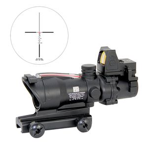 ACOG Fiber Kaynak Kapsamı 4x32 Optik Kırmızı RMR Kırmızı Nokta Chevron Cam Kazınmış Desen Ritikül Görüşü Taktik Av Airsoft 4x Büyüteç