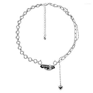 Pendant Necklaces Eetit Original Fashion Love Heart Tassel Obsidian Collar Chain Necklace Geometric Chic Zinc Alloy Jewelry For Women