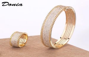 Donia jewelry luxury bangle European and American fashion classic geometric copper microinlaid zircon bracelet ring set women035649968