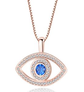 Blue Evil Eye Pendant Necklace Luxury Crystal CZ CLAVICLE NACKLACE Silver Rose Gold Jewelry Third Eye Zircon Necklace Fashion Birt2221888