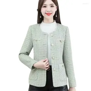 Women's Jackets 2024 Fashion Jacket Spring Autumn Coat Round Neck Single Breasted Slim Outerwear Top Casual Suit Female