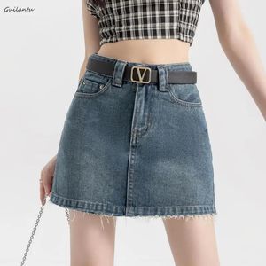 Dresses Fashion Vintage Mini Denim Skirt Women's Summer Korean High Waist A Line Jeans Skirt Y2k Harajuku Streetwear Short Skirt Denim