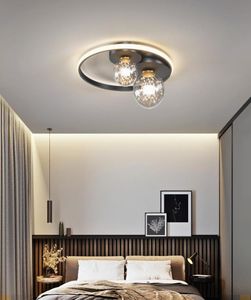 Plafoniere Lampada moderna a LED con lampadario a sfera in vetro rotondo nero dimmerabile per camera da letto Soggiorno Cucina Decorazione interna1370443