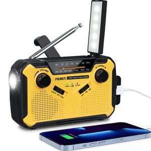 Rádio de emergência AM/FM Rádio portátil Solor Manivela USB Baterias AA Recarregável Tocha Lâmpada de leitura SOS Alarme para emergências 240102