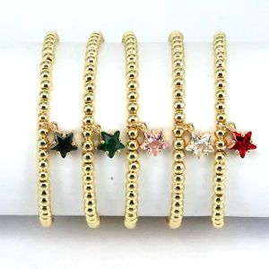 Bangle 10st Vintage Cute Zircon Star Charm Gold Peads Armband för Women Girl, Dainty Armband, Female Fashion Jewelry