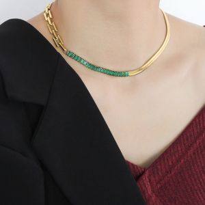 Square zircon stitching handmade necklace temperament short clavicle chain collar female factory new YS113 in 2022