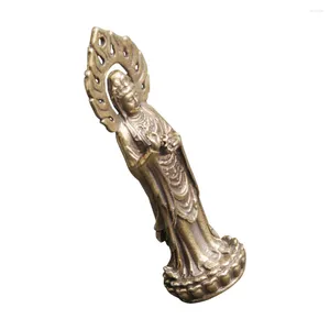 Gartendekorationen Vintage Buddha Licht Avalokitesvara Religiöses Dekor Bodhisattva Statue Guan Yin Hängende Charms Messing Modell