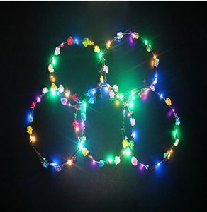 2019 selling LED Headband Lights Glow strings Flower Crown Headbands Light Up Hair Wreath Hairband Garlands Women Christmas Pa3613279