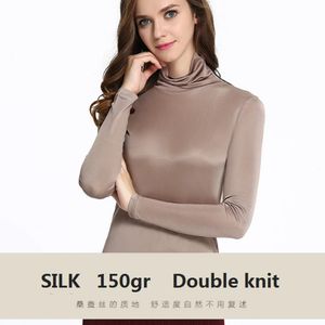 Roupas de inverno de seda para mulheres gola tartaruga quente mulheres térmicas desgaste interno camada base camisa top roupa íntima feminina roupas térmicas 231229