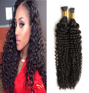 Kinky Curly Remy Stick Tip indische Echthaarverlängerungen 100 g Stränge natürliche schwarze unverarbeitete Echthaar-Itip-Haarverlängerungen3276046