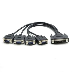 B44 male to 4 DB9 male+DB25 female with nut serial port connection cable, one pull multiple serial port RS232 interface cable