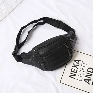 Waist Bags Bag Fanny Pack Male Genuine Leather For Men Women Belt Pouch Handbag Shoulder Bum Man Kangaroo Hip Sack Belly Cross Banana