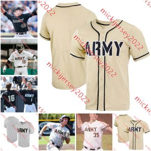 Camisa de beisebol dos Cavaleiros Negros do Exército WILLIAM PARKER STEVEN GRAVER Matthew Ronnebaum Mike Ruggieri Robbie Buecker Tanner Gresham Patrick Melampy Camisetas personalizadas do exército