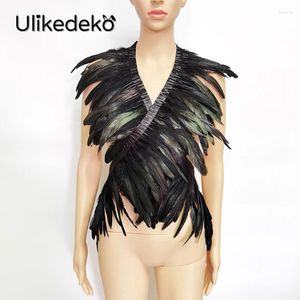 Scarves Feather Shawl Punk Gothic Body Chain Carnival Clothing Women Cape Party Rave Accessories Witch Halloween Decoration