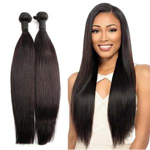 Wefts Greatremy Natural Color Silkesly Straight Hair Bunds 2st 100 obearbetade malaysiska mänskliga hårväv Weave 8 30 Virgin Hair Extensio