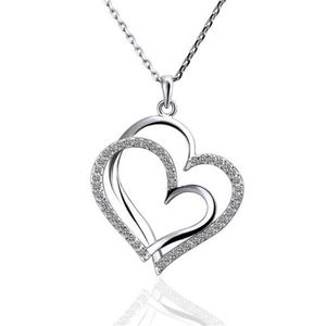 gift White Gold White crystal jewelry Necklace for women DGN498 Heart 18K gold gem Pendant Necklaces with chains245D