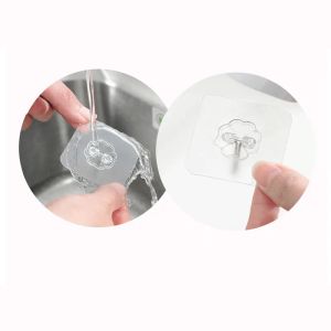 Strong Self Adhesive Wall Hook Waterproof Transparent Bathroom Hook Towel Holder Reusable Hat Bag Key Hooks Kitchen Hanging Hooks Wholesale