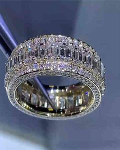 Choucong märke lyxsmycken 925 Sterling Silver Fill Full T Princess Cut White Topaz Cz Diamond Gemstones Party Moissanite Women4743796