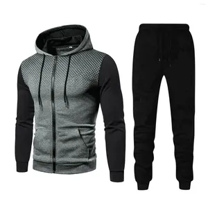 Herrspår Simplicity Sport Jogger Suit Autumn and Winter Comfort Warm Hoodies Pants Outdoor Zipper Athletic Plus Size