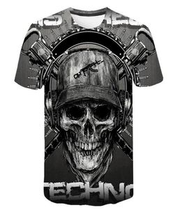 Schädel T -Shirt Männer Skelett T -Shirt Punk Rock T -Shirt Gun T -Shirts 3D -Druck T -Shirt Vintage Men Kleidung Sommertimen Plus Größe 6xl8919985