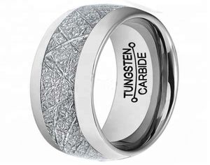 6mm Mens Womens Tungsten Carbide Meteorite Inlay Wedding Band Finger Ring7300264