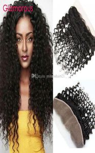 Efektowne głębokie fala kręcone włosy frontal Peruvian Indian Malezjan Hair Hair Ucha do ucha koronkowe przednie zamknięcie Brazylijska fala głębokiej 13x4 LAC8750080