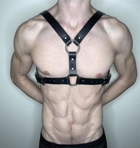 Cinture Finimenti in pelle Cintura da uomo Sexy Lingere Fetish Punk Goth Harajuku Body Bondage Pu Maschio Gay Tracolla Costume RaveBelts F9591386