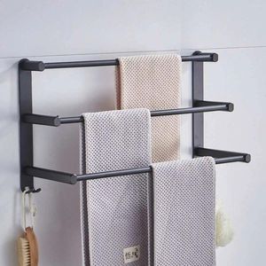 Stojaki na ręczniki 1/2/3 Tiers 60 cm wieszak na ścianę stojak aluminium aluminiowy bar łazienkowy Rail Mat Mat Black Srebrny uchwyt UE